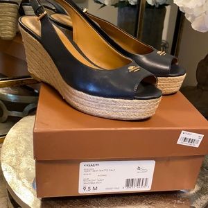Coach Ferry Semi Matte Calf wedges with peep toe size 9 1/2